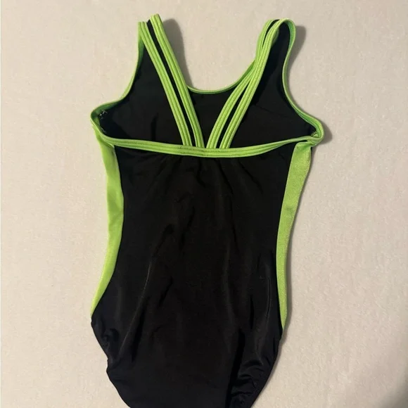 GK Kids One Piece Swimsuit in Black and Neon Green - Picture 4 of 5